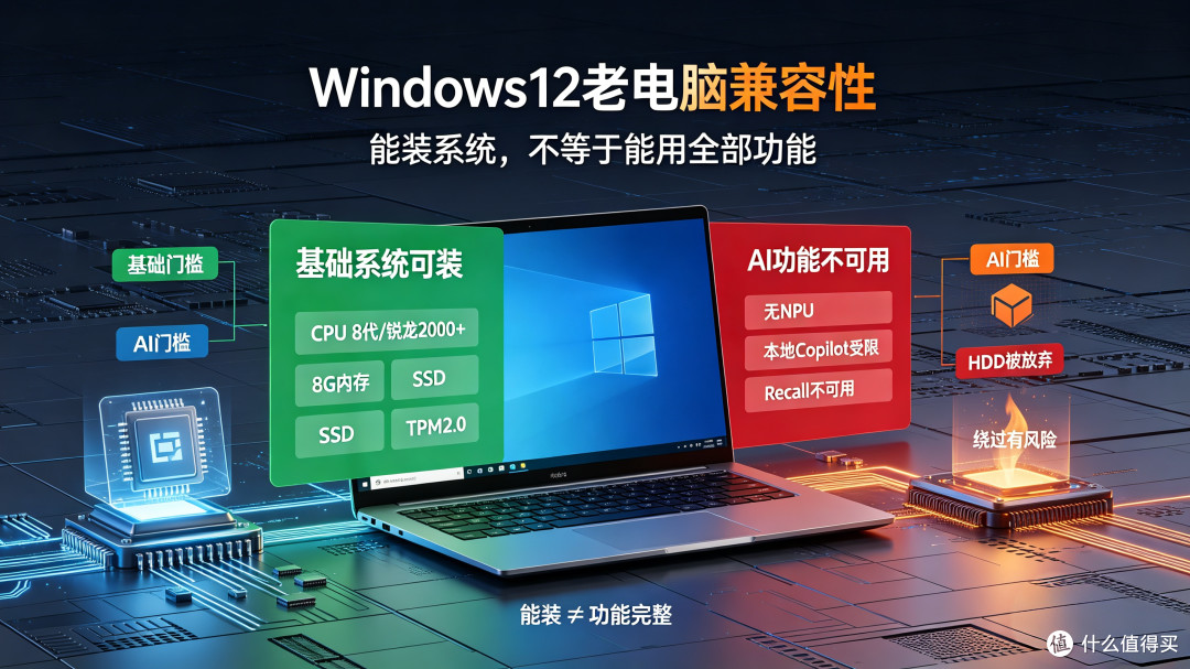 Windows12老电脑兼容性:能装系统,不等于能用全部功能