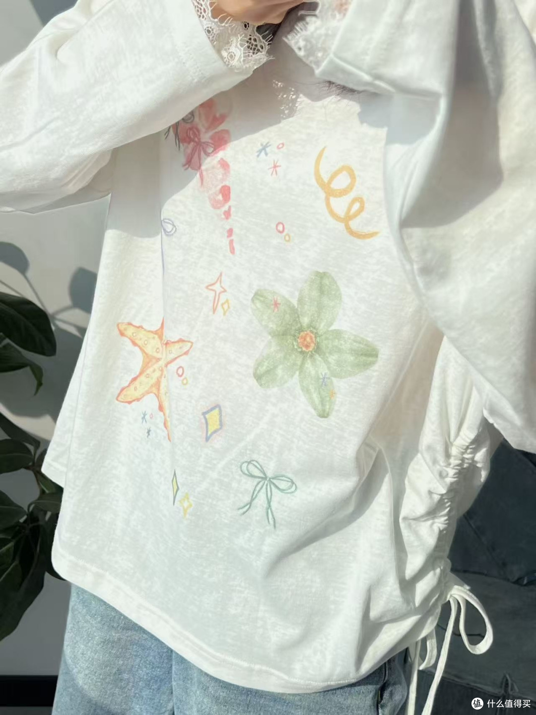 薄款宽松白罩衫圆领甜美风小个子显高显瘦