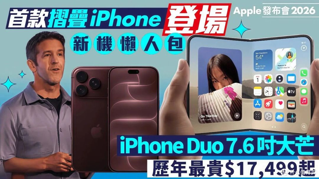 苹果新品发布:折叠iPhone15999元起,18 Pro升级可变光圈!