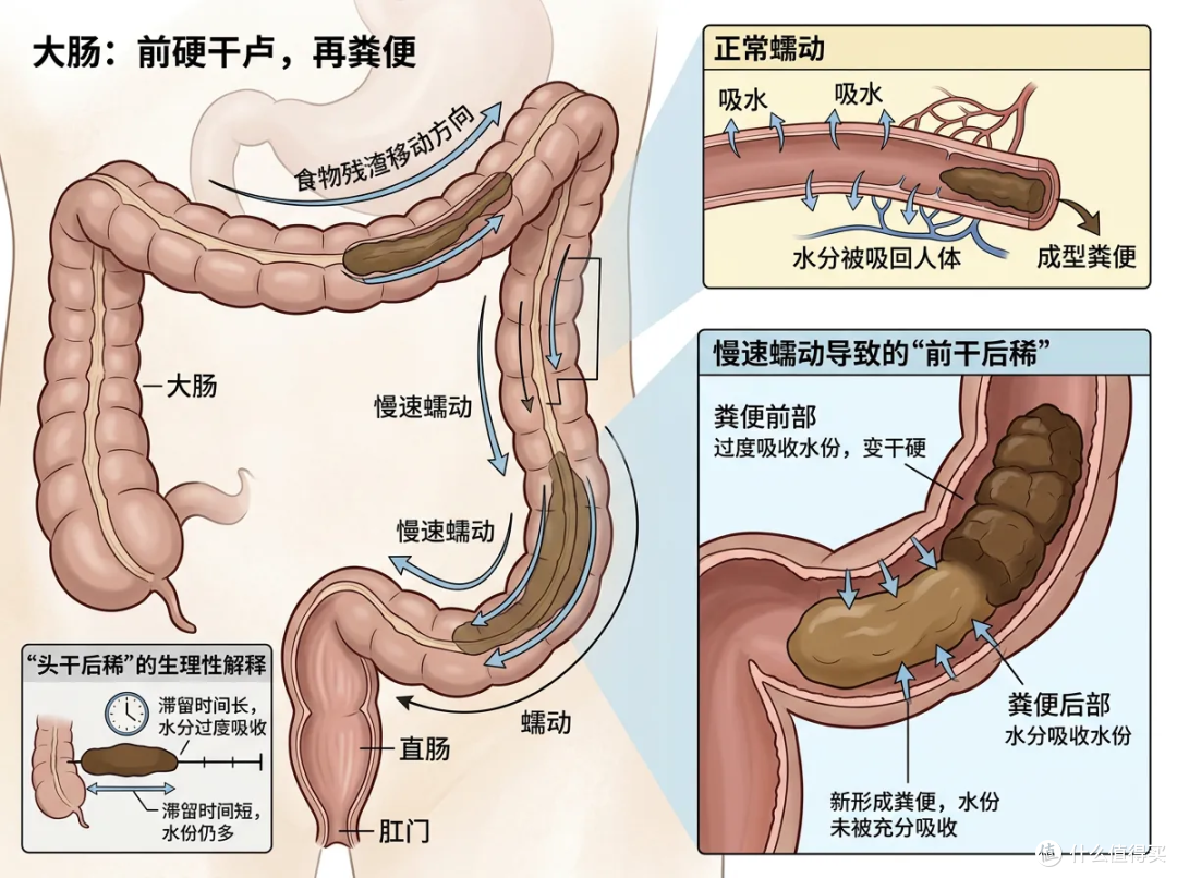 大便前头干硬、后头又软又黏,说明什么?别只会炫香蕉