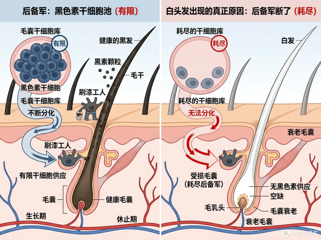 白头发不是变白的是长出来的!它产生是你的身体在保护你?