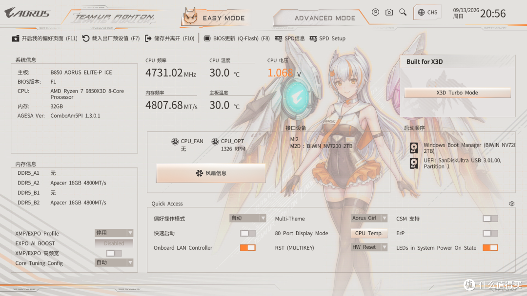 雕妹降临AM5平台，技嘉 B850 AORUS ELITE‑P ICE主板评测