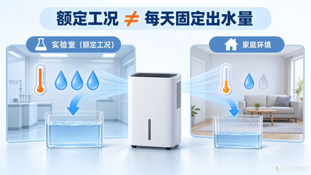 额定日除湿量是在规定温湿度下测得，家庭实际效果还会受环境影响
