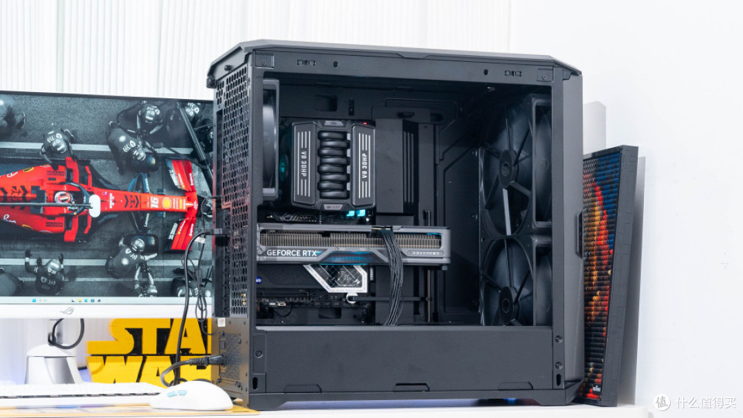 可变风冷:9850X3D+ROG STRIX X870E-E NEO+酷冷HAF II 500装机