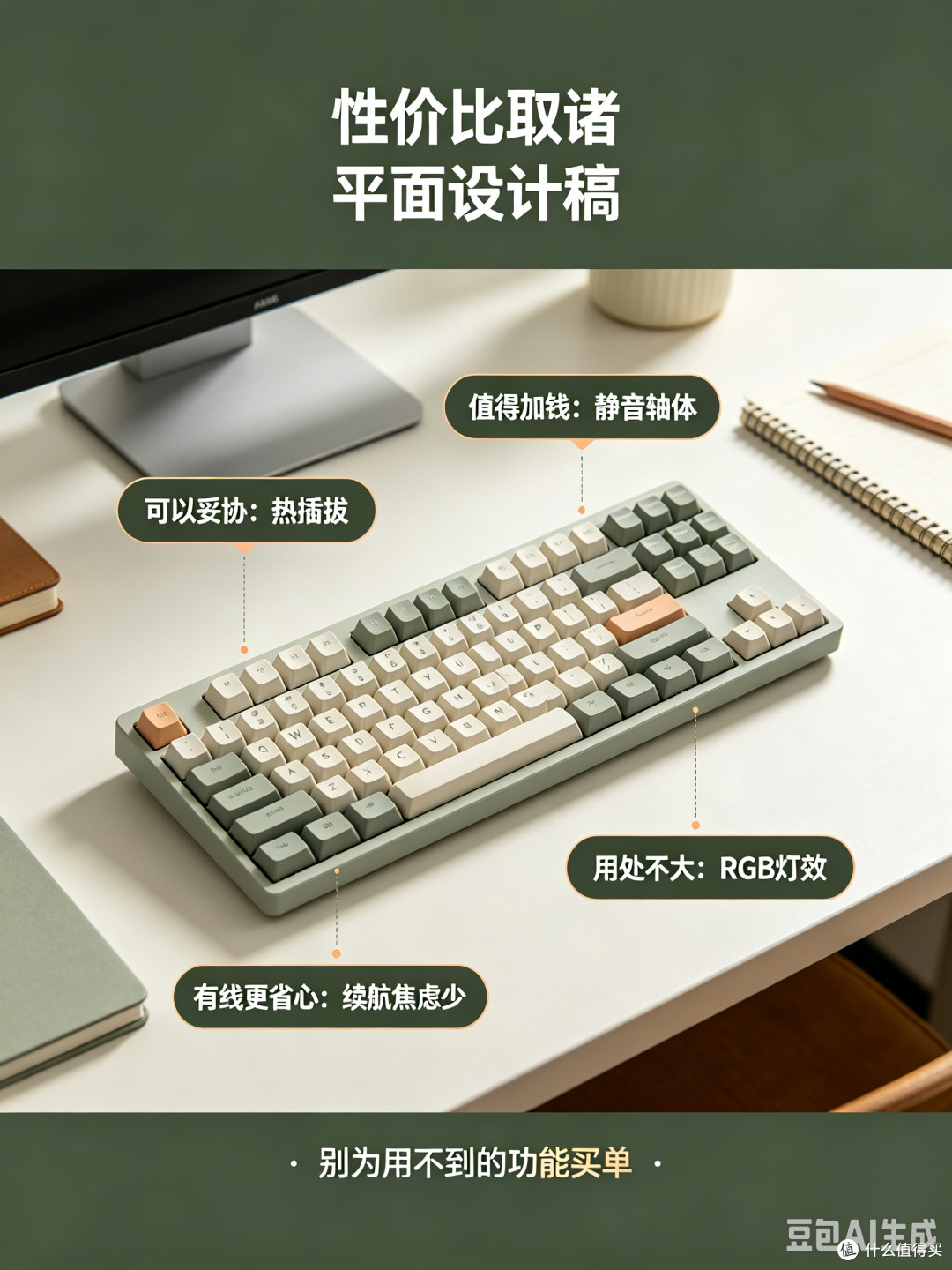 办公向国产键盘选购公式，静音＞一切，热插拔可以不要