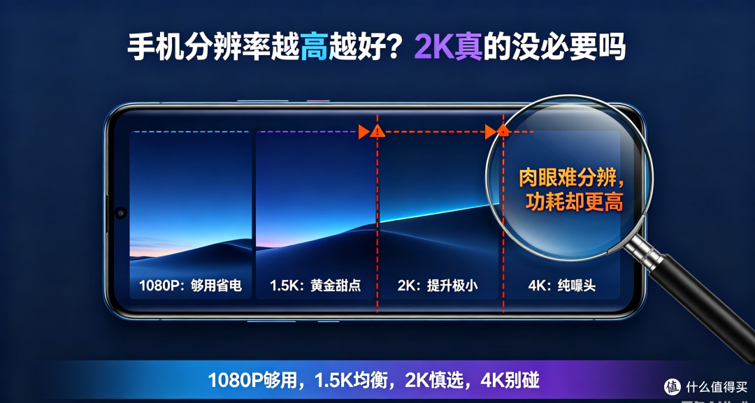 手机屏幕分辨率:1080P、1.5K、2K、4K差距多大?没必要盲目上2K