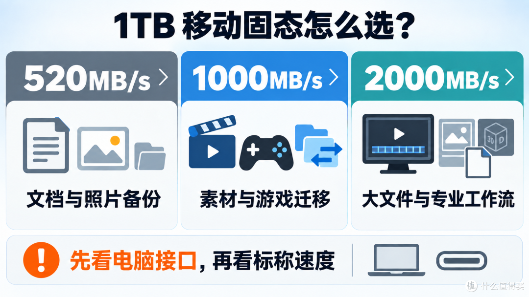 1TB移动固态别只看容量：520、1000、2000MB/s怎么选