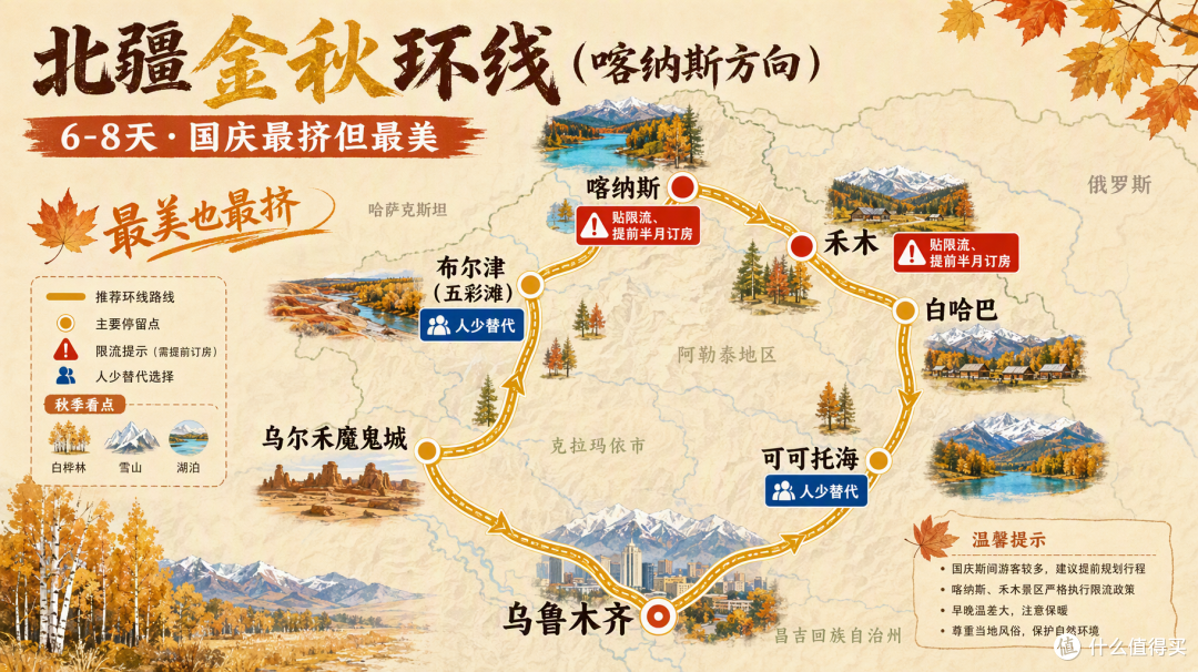 国庆新疆：喀纳斯挤到限流，隔壁县城却空无一人