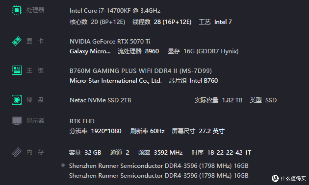 装机分享,奔跑者Runner 32GB(16G×2)瞬影DDR4套装表现如何