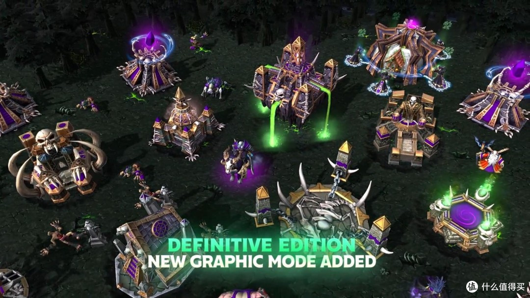 !终极版画面：亡灵基地 3.0 新增的 Definitive Edition 画面模式：600+ 单位重制，轮廓清晰、色块分明，混战里终于看得清谁是谁。