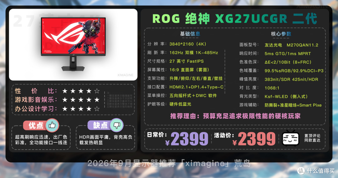 【26年9月显示器推荐清单】教父级电竞显示器选购指南!