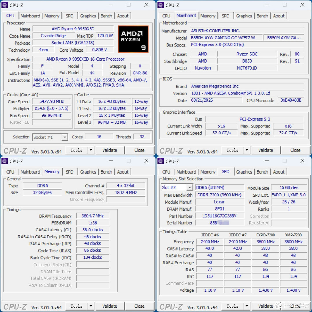 助力狂飙1400+FPS？国产长鑫颗粒内存+锐龙9 9950X3D超频体验