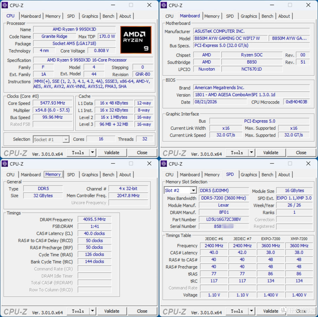 助力狂飙1400+FPS？国产长鑫颗粒内存+锐龙9 9950X3D超频体验