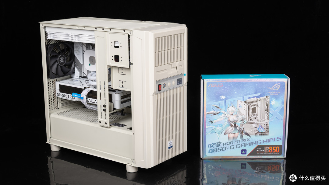 银昕FLP03复古壳装机：9850X3D+华硕ROG B850小吹雪+影驰RTX 5080