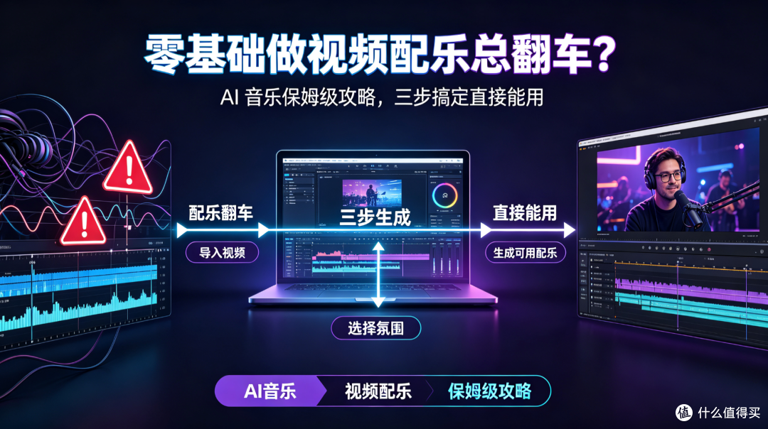 零基础做视频配乐总翻车?AI 音乐保姆级攻略,三步搞定直接能用