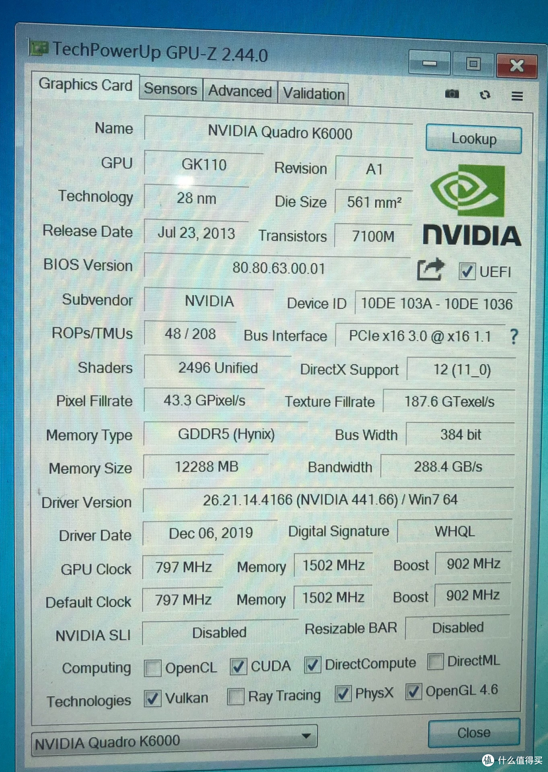 830元买12G专业卡 NVIDIA Quadro K6000,驱动停在2023年1月