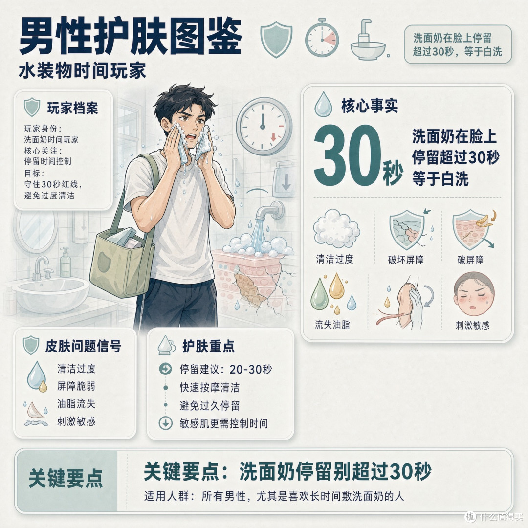 男人 30 岁后护肤不算晚，但比 25 岁难三倍——原因在洗面奶