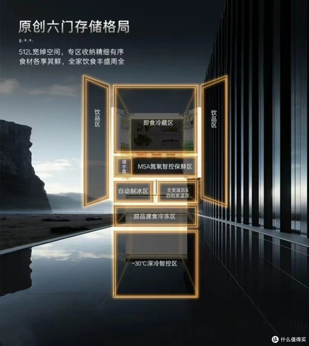 高端厨居一体化卡萨帝致境V6 512L六门冰箱原创平嵌+MSA氮氧智控