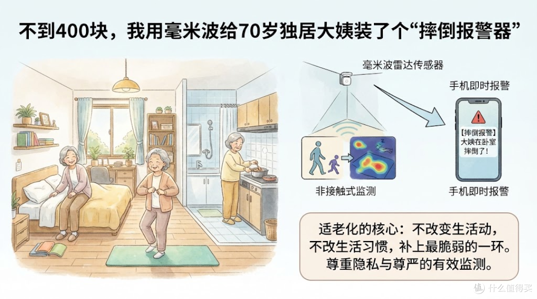 不到 400 块，我用毫米波给 70 岁独居大姨装了个“摔倒报警器”，技术此刻的意义具象化了