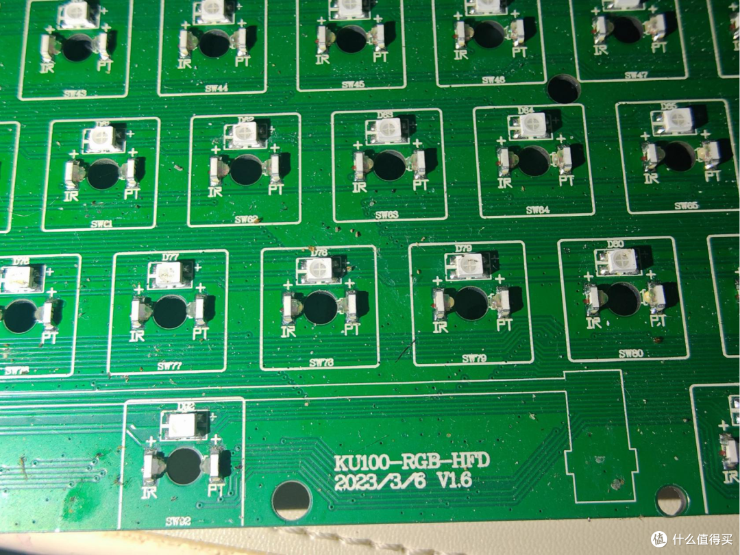 PCB丝印为：KU100-RGB-HFD，2023/3/6 V1.6