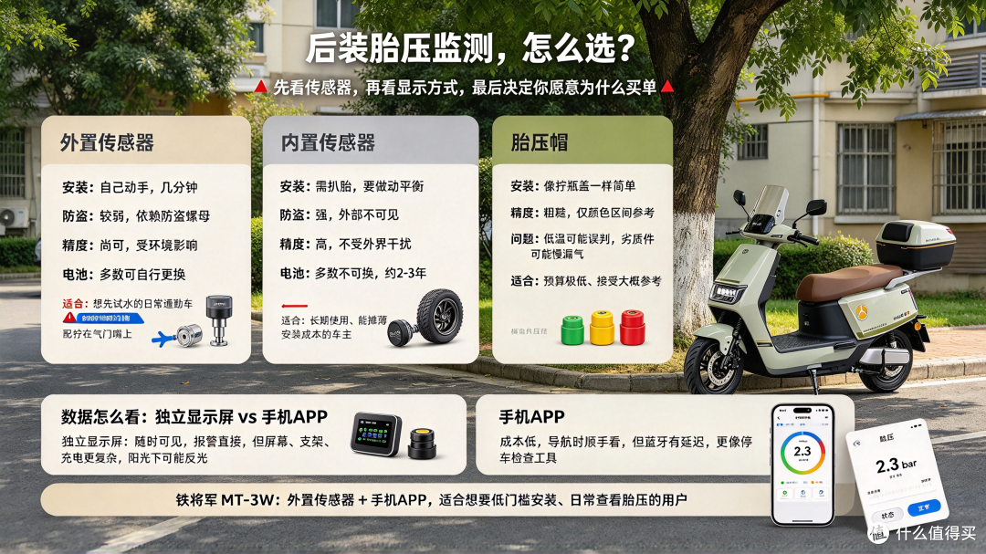 轮胎永远都是交通工具最需要重视的,拧上就能用的胎压监测