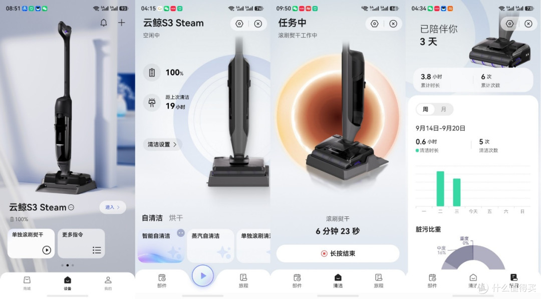 云鲸蒸汽热水洗地机S3 Steam实测:400℃蒸汽洗地,厨房油污一遍过