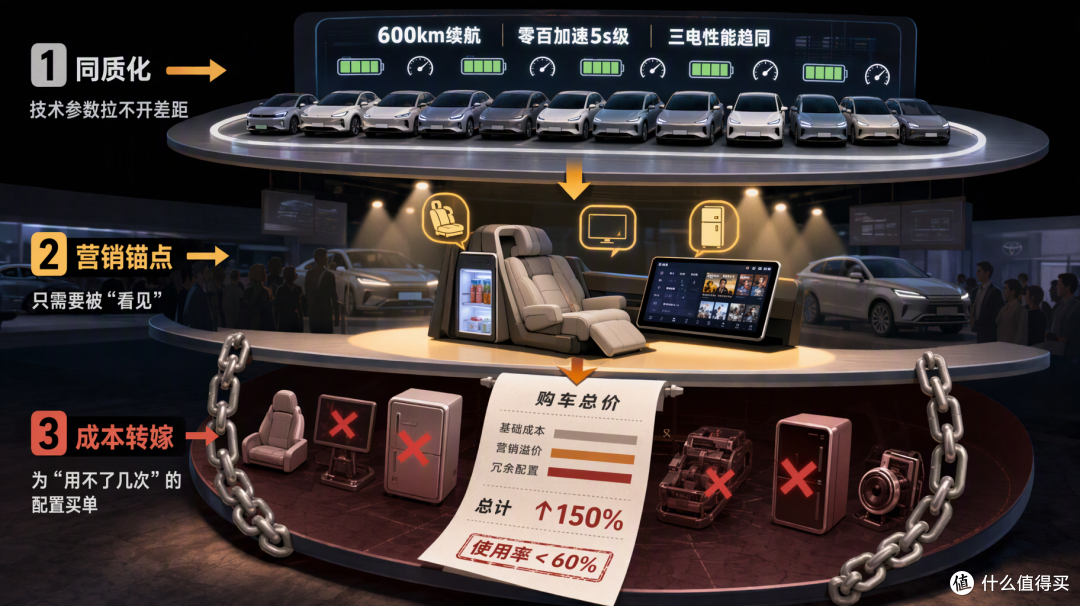 车载冰箱使用率 5%、后排屏一年不足 10 次,你买车钱里有多少花在了"道具"上?