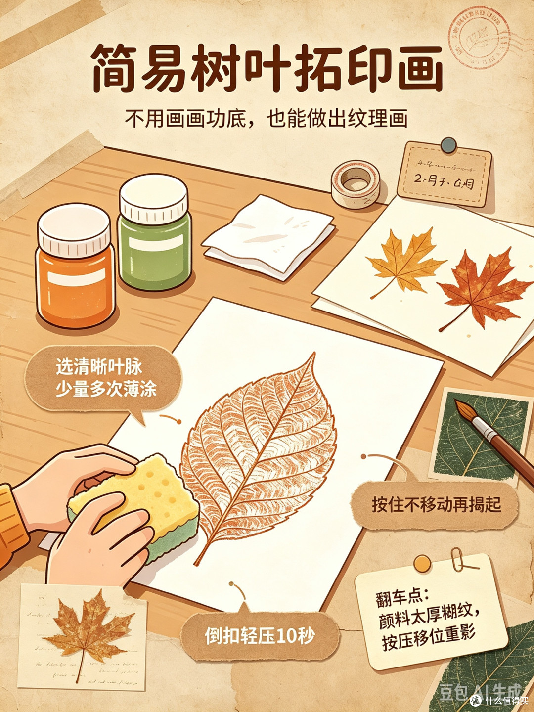 零成本落叶压花,治愈秋日亲子时光