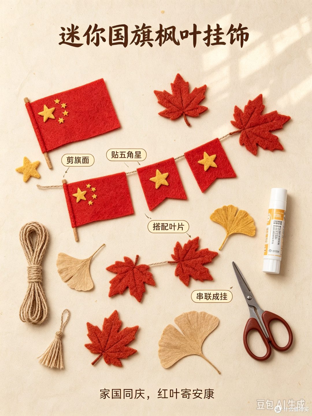 双节手工:灯笼与国旗挂饰制作