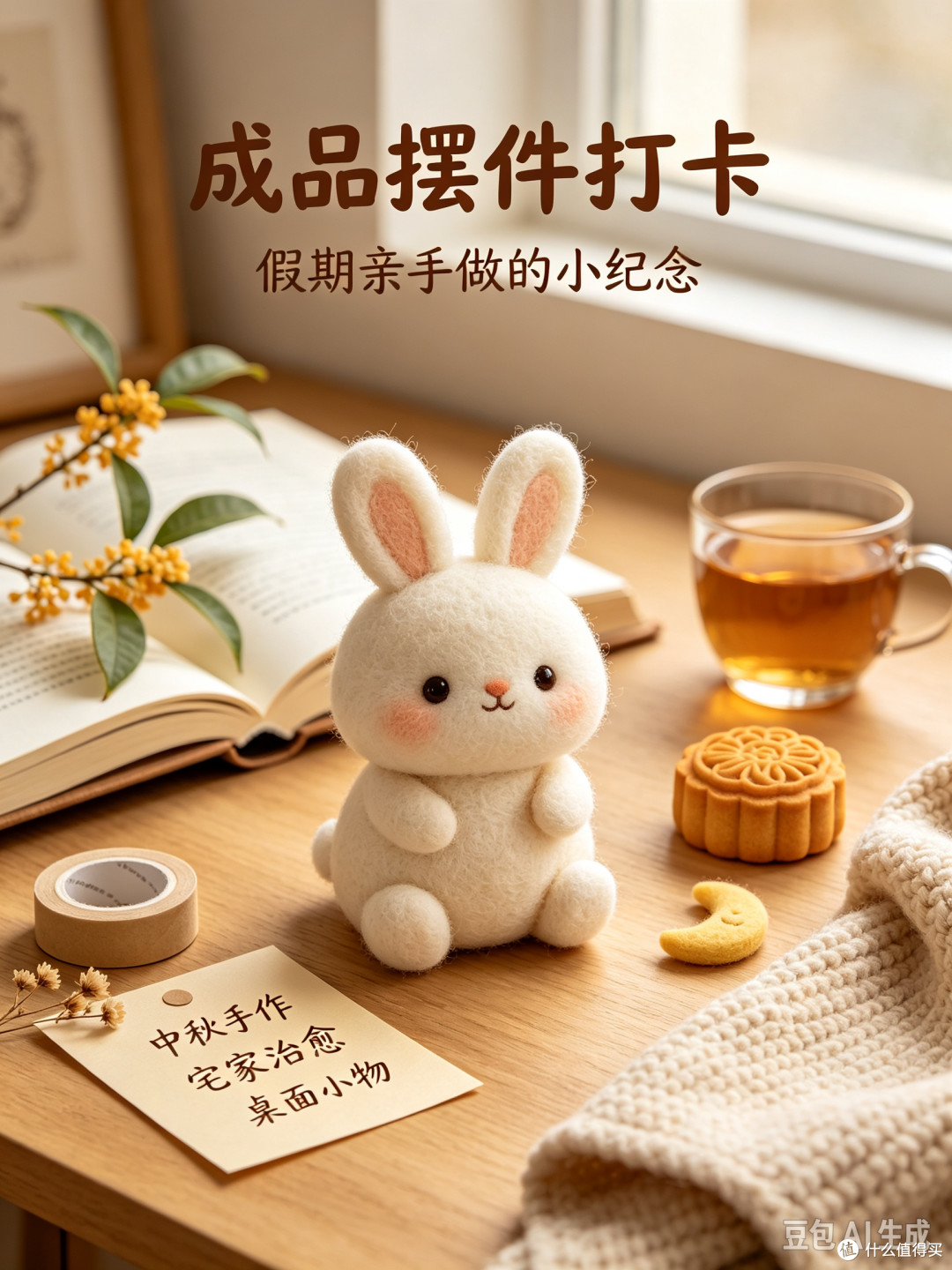 双节宅家制作羊毛毡小兔
