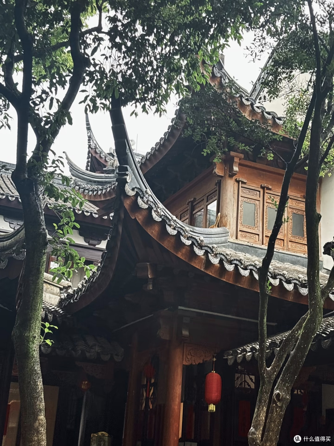 雨天感受寒山寺的安静。细雨无声浸润古寺,飞檐垂落串串雨珠。
