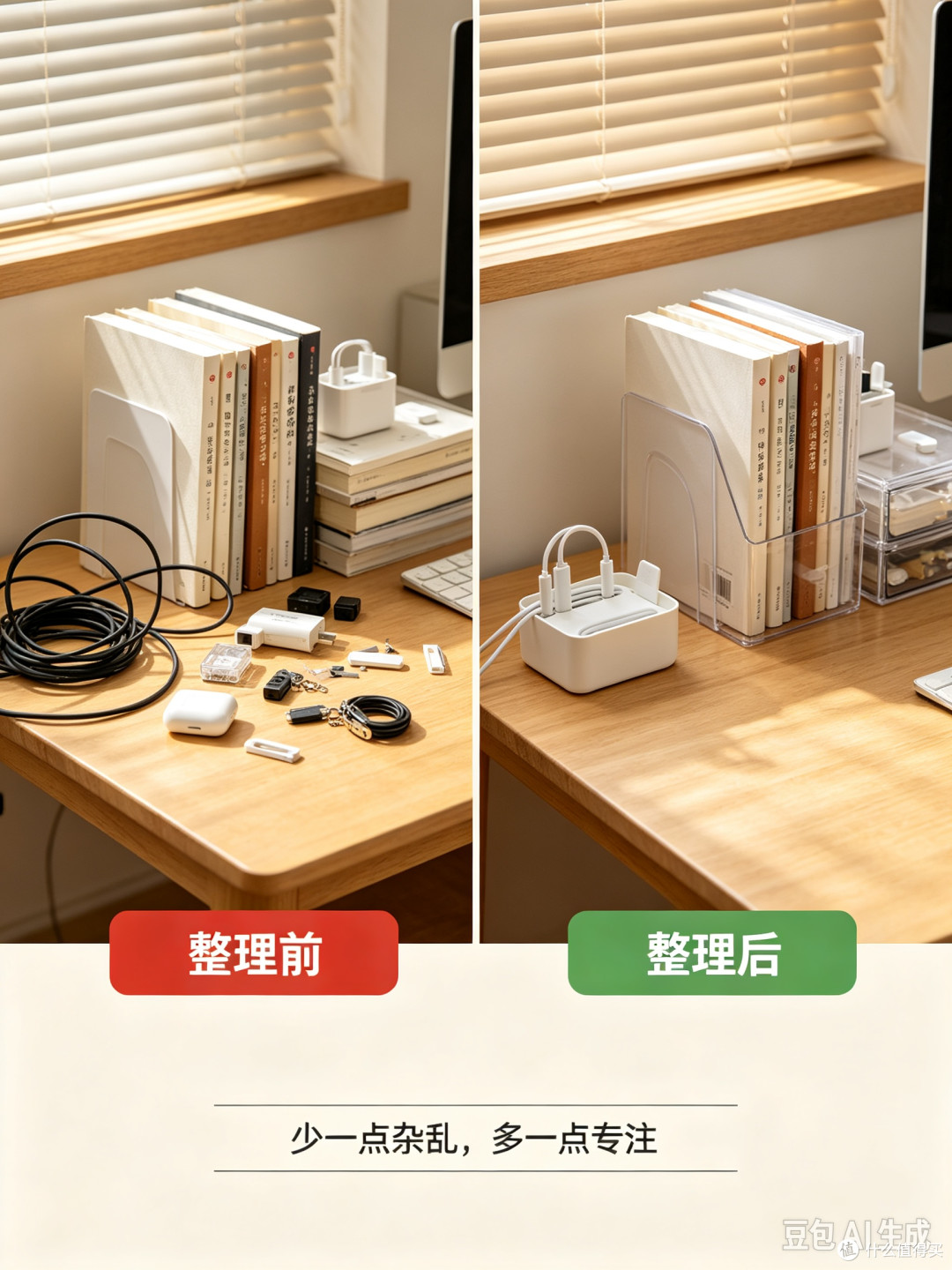 桌面收纳美学｜线材整理+高效摆件，打造舒服工作区