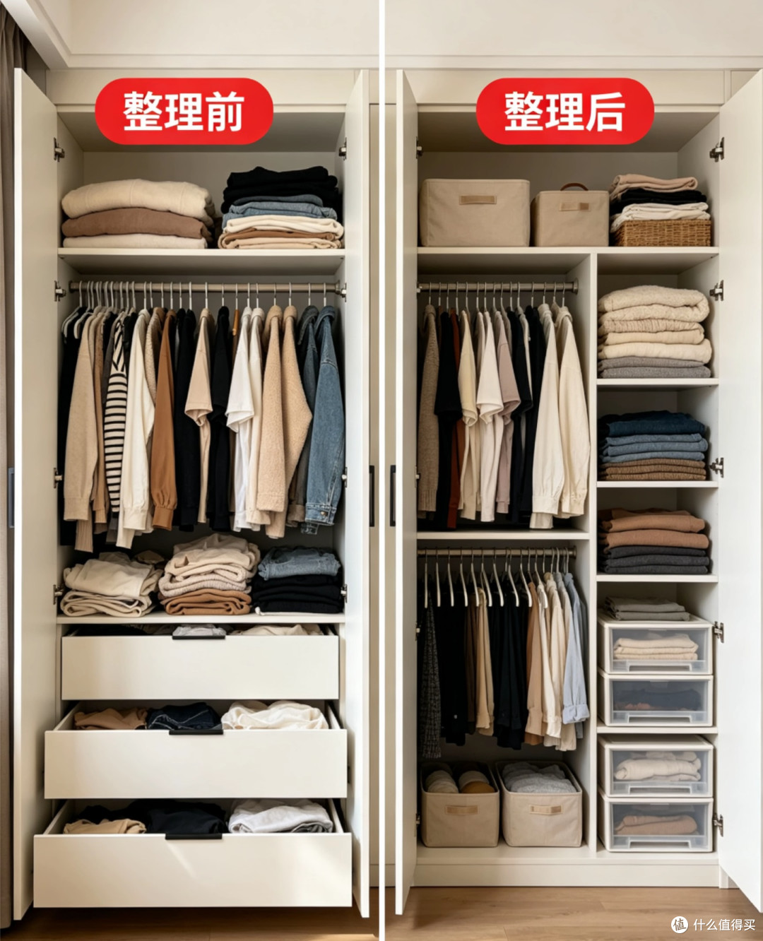 换季衣柜收纳全攻略:整理完多塞三分之一,找衣服再也不用翻