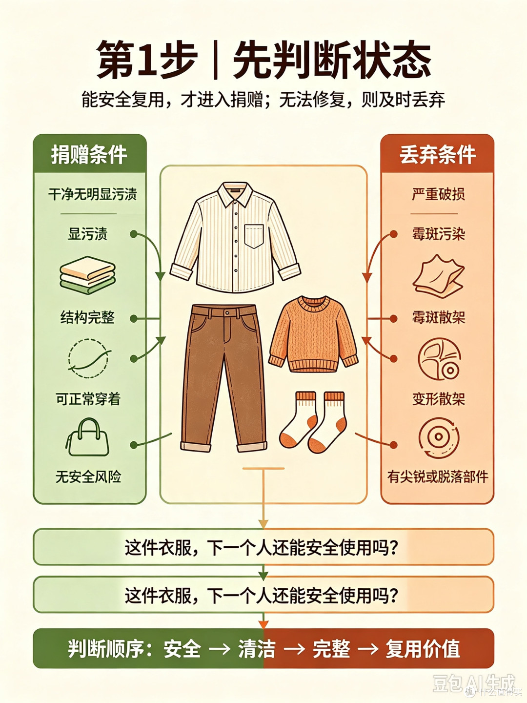 闲置物品捐赠与丢弃判断流程