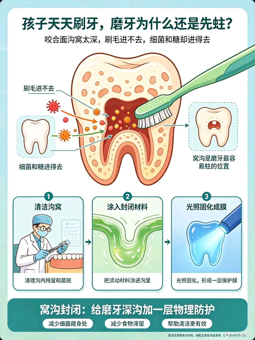 除了刷牙,儿童牙齿还能怎么保护:窝沟封闭和涂氟,一次讲清楚