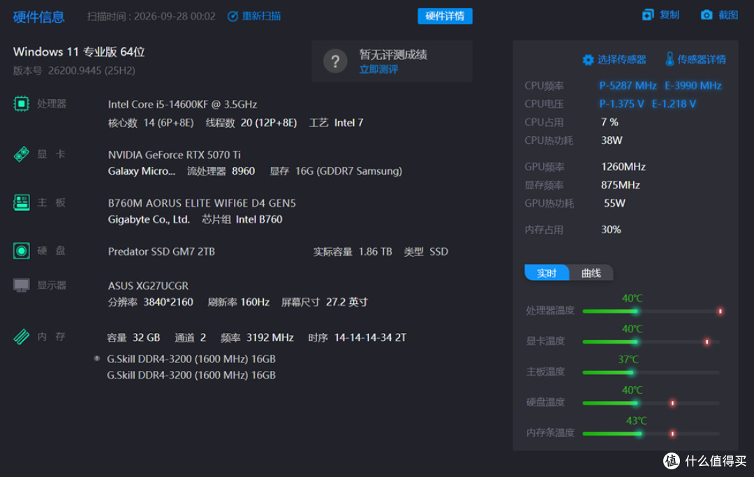 酷冷至尊MF400_技嘉B760M AORUS ELITE D4_影驰RTX 5070Ti HOF OC