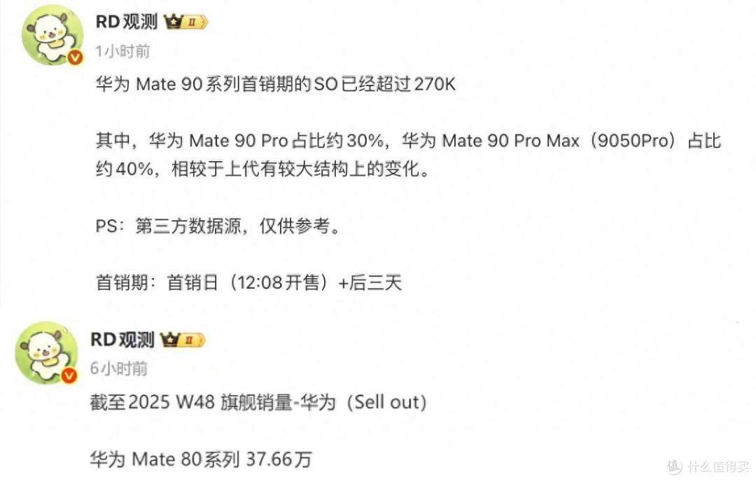 华为Mate90系列:首销数据曝光