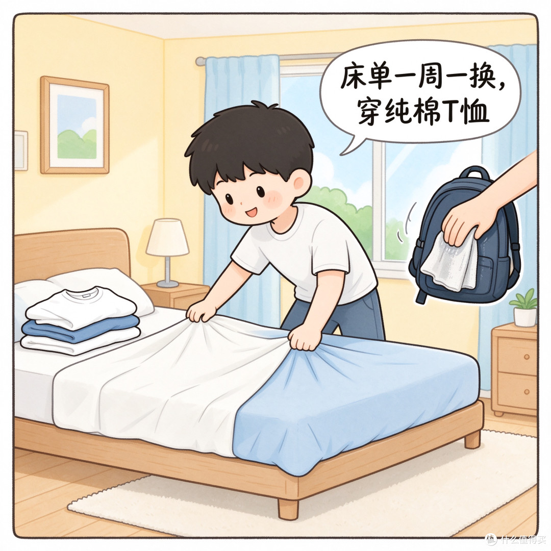 床单一周一换穿纯棉T恤