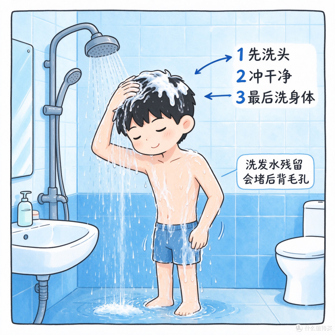洗澡顺序先洗头最后洗身体