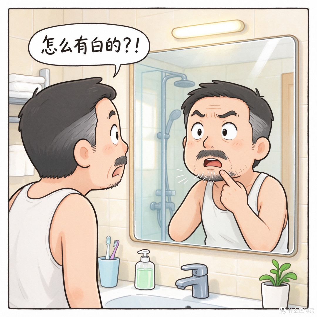 照镜子发现白胡子