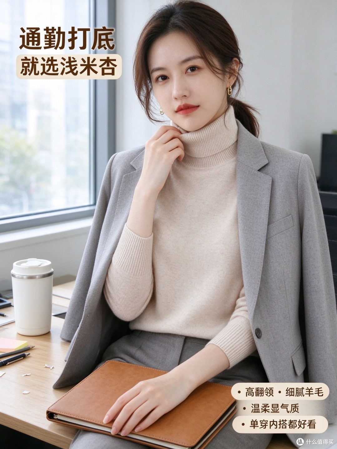 纯色双翻领针织衫百搭打底体验