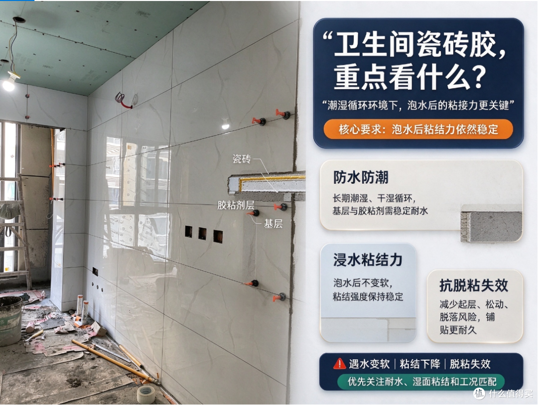 家装卫生间和客厅贴砖,瓷砖胶性能差异,分区域选购指南