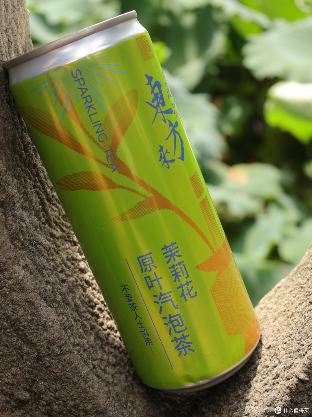 （茉莉花汽泡茶悠闲藏在石柱里）