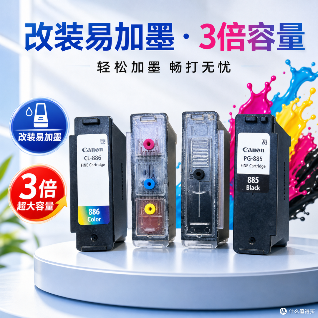佳能TS7780打印机用完墨水,PG885CL886墨盒改装加墨打印