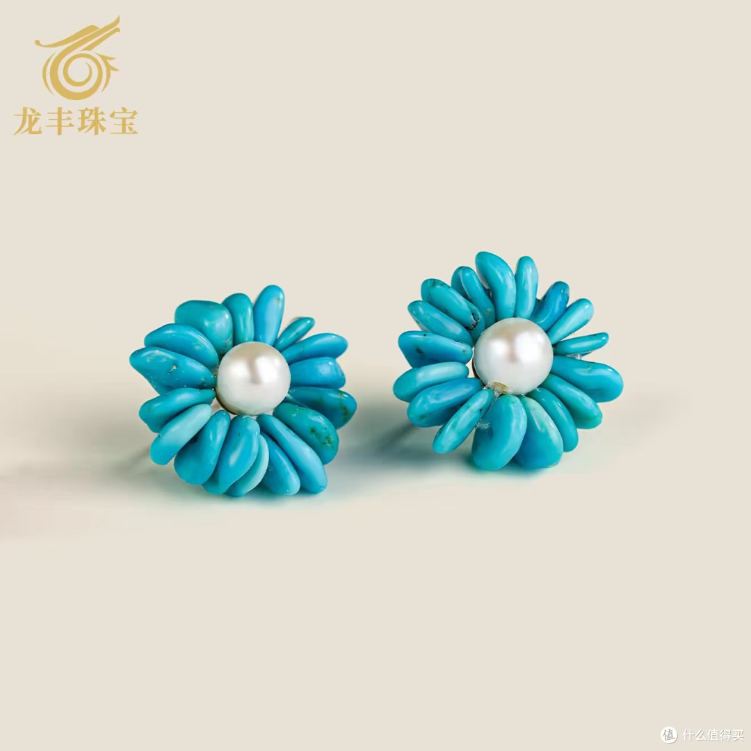 太阳花绿松石耳钉｜S925银高瓷耳饰✨