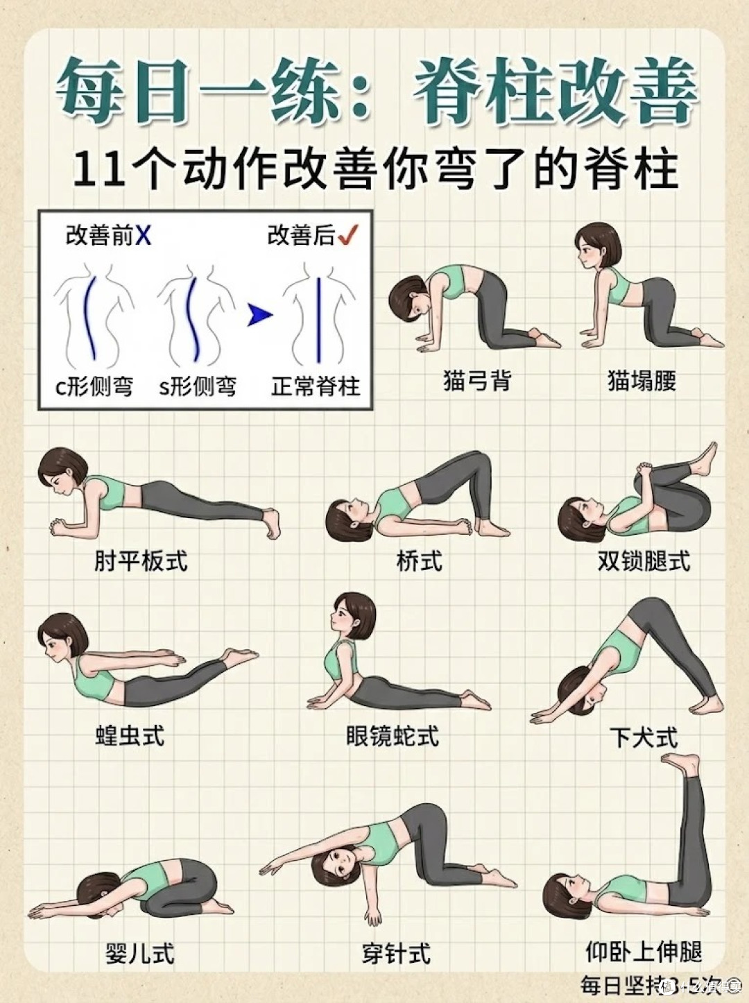 11个超实用的瑜伽动作👍改善侧弯