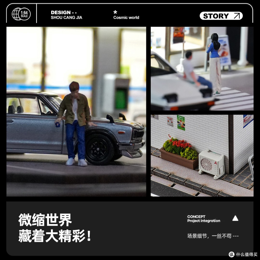 罗森便利店微缩灯光场景|一车一店,收纳展示,车模玩家桌面神器