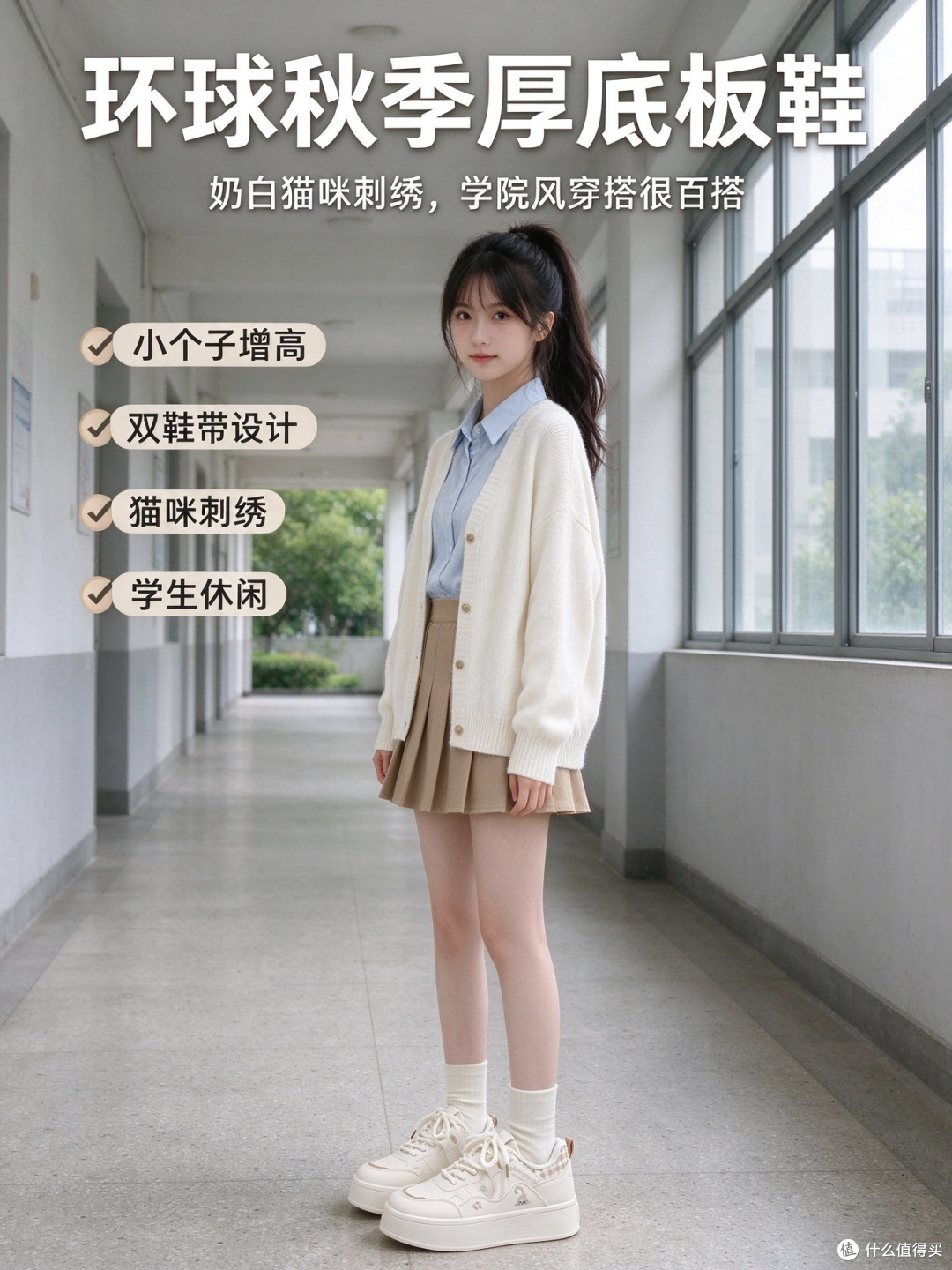 🐱环球猫咪刺绣厚底板鞋,怎么搭都好看