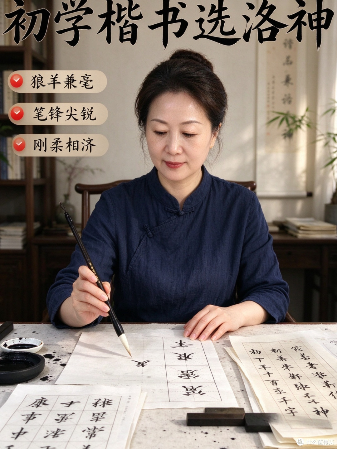 洛神狼羊兼毫毛笔,欧楷初学中楷大楷行书