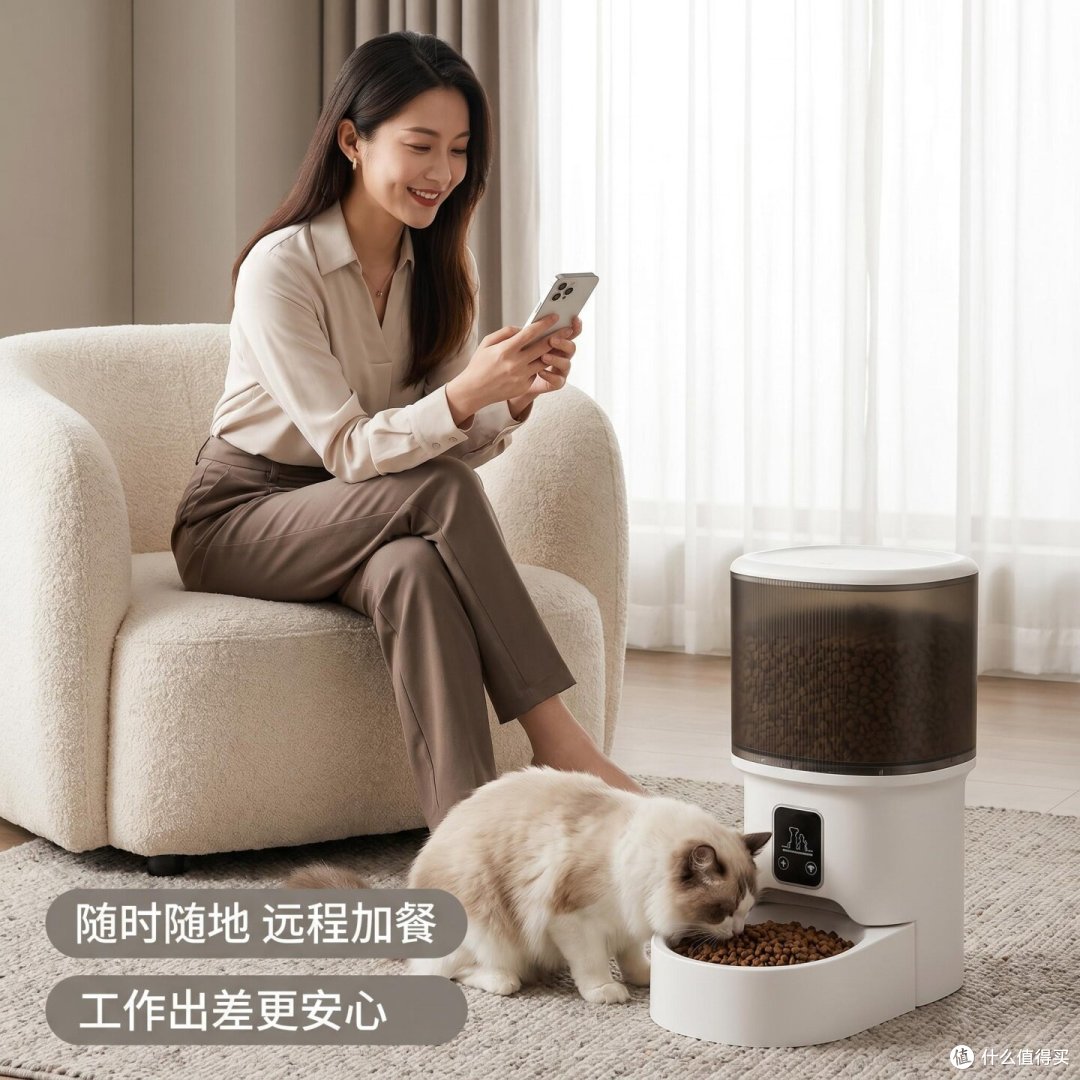 宠物智能自动喂食器实测|手机远程定时定量投喂,猫狗通用
